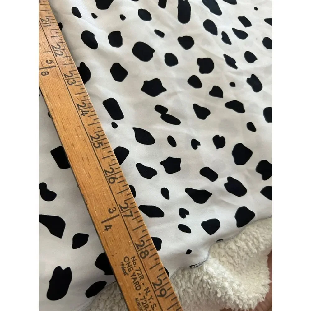 ATM Cheetah-Print Silk Skirt Black and White Dalmatian Print Midi Skirt SMALL